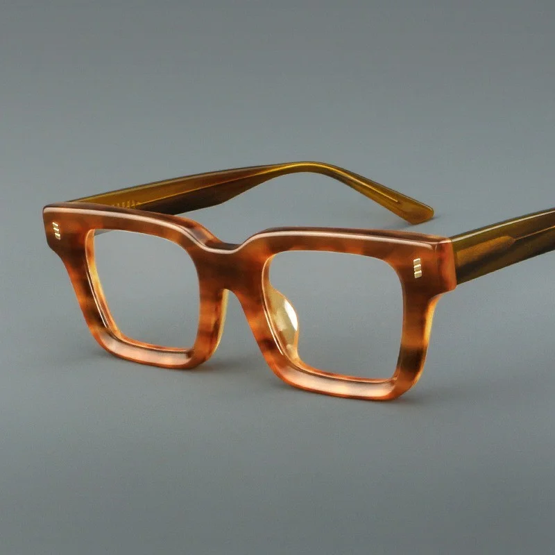 Fashion Acetate Eyeglass Frames Square Glasses Brown Retro Eyewear 48 23-148mm 2
