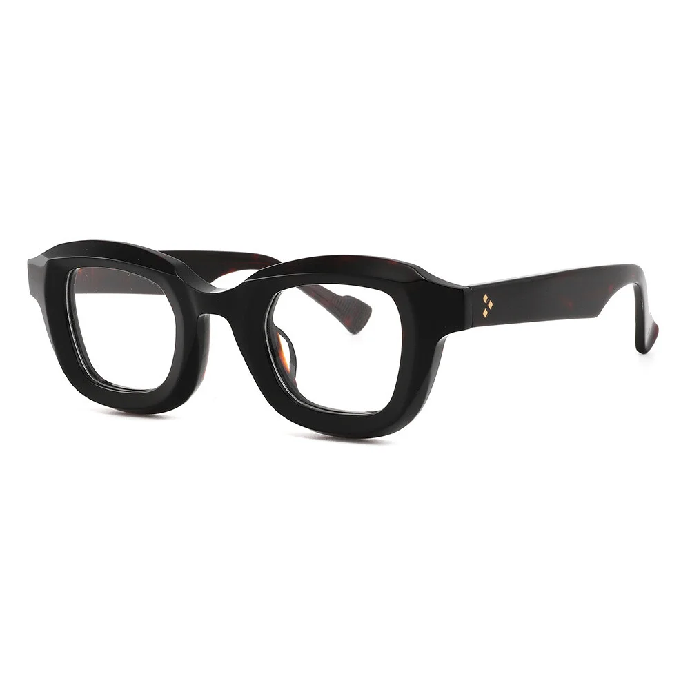 Retro Fashion Square Eyeglasses Frames Full Rim Thick Recessed Mens Women